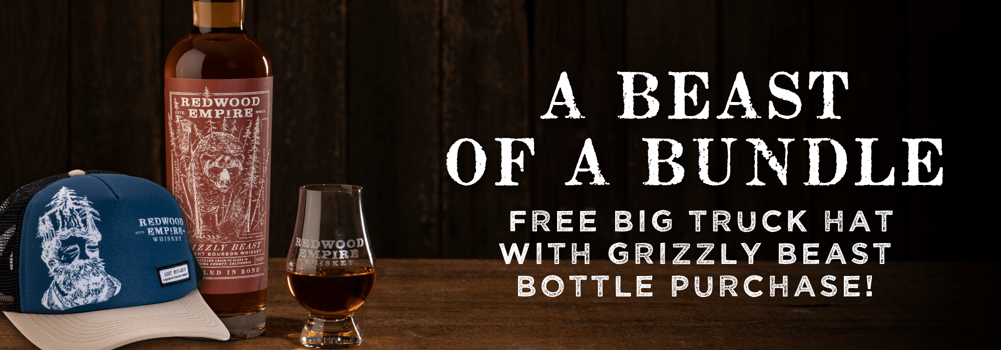 Grizzly Beast Bonded Whiskey hat bundle Redwood Empire
